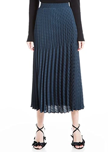 Women's Jacquard Shine Dot Pleated Midi Skirt, Midnight, Medium