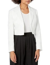 Women's Jacquard Short Open Jacket, Vanilla Ice, 22