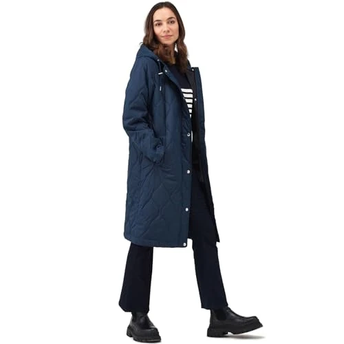 Womens Jaycee Quilted Water-Repellent Jacket Coat - Navy - 14