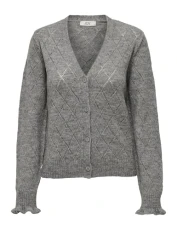 Women's Jdyletty L/S V-neck Struc Cardi Knt Noos Cardigan Sweater, Light Grey Mix, S
