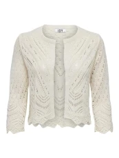 Women's Jdysun 3/4 Cropped Cardigan KNT Noos Sweater, Eggnog, S Women's Jdysun 3/4 Cropped Cardigan KNT Noos Sweater, Eggnog, S
