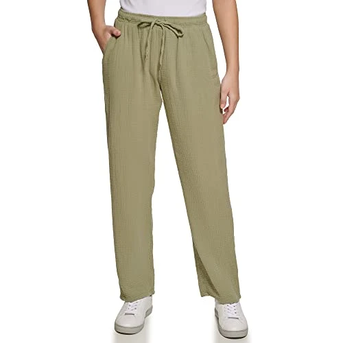 Women's Jeans Crepe Gauze Straight Leg Pants, Ivy League, S
