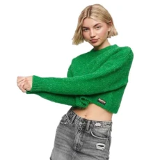 Women's Jersey de Cuello Redondo Polo Sweater, Bright Green, UK 8