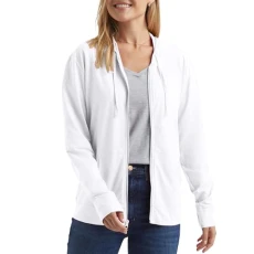 Women's Jersey Full Zip Hoodie, White, Small Women's Jersey Full Zip Hoodie, White, Small