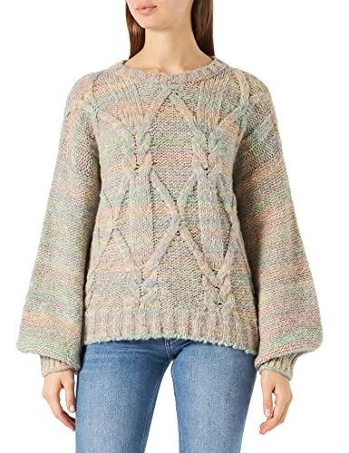 Women's JERSEY G/C M/L 1022D103J LONG SLEEVE CREW-NECK SWEATER, Multicolor 6L2, L