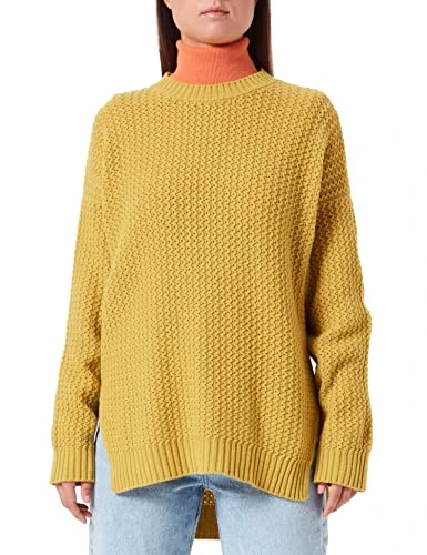 Women's JERSEY G/C M/L 1344D102D LONG SLEEVE CREW-NECK SWEATER, Dark Yellow 32W, L