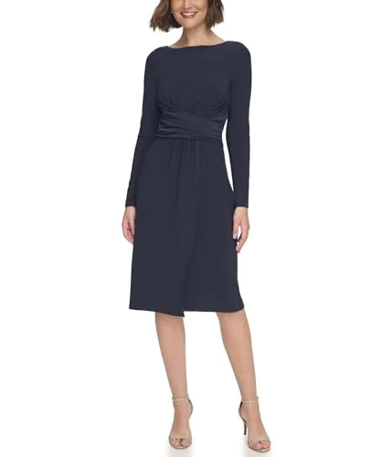 Women's Jersey Stretch Long Sleeve Dress, Sky Captain, 6