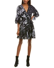 Women's Jersey Wrap Dresses Casual, Utility Blue/Multi, 4