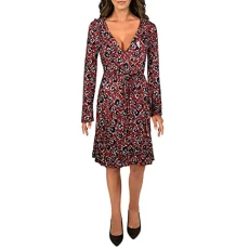 Women's Jersey Wrap Dresses, Rosso Red Aubi, 8