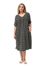 Women's Jerseykleid mit Punkten und Falte Dress, Black, 20-22 Women's Jerseykleid mit Punkten und Falte Dress, Black, 20-22