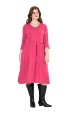 Women's Jerseykleid, Rollkanten, A-Linie, V-Ausschnitt, 3/4-arm Dress, Dark Lilac, 32/34 Women's Jerseykleid, Rollkanten, A-Linie, V-Ausschnitt, 3/4-arm Dress, Dark Lilac, 32/34