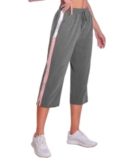 Womens Jogging Bottoms Capri Sweatpants Cropped Trousers Summer Sports Pants Running Joggers Tracksuit Bottoms with Pockets Grey Womens Jogging Bottoms Capri Sweatpants Cropped Trousers Summer Sports Pants Running Joggers Tracksuit Bottoms with Pockets Grey