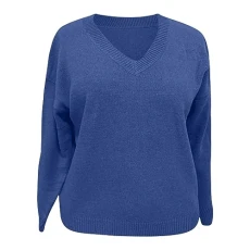Women's Jumpers Cream Sweater Clips for Women 60Th Birthday Gifts for Women Cocktail Autumn and Winter Women's Solid Color Simple Woven V Neck Pullover Sweater Loose and Warm Top Promotion Clearance