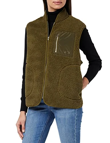 Women's Jxjulie Teddy Vest Sn, Dark Olive, XS