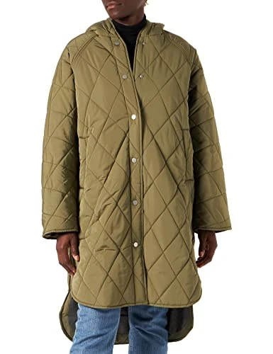 Women's Jxtora Sn Quilted Hood Jacket Coat, Dark Olive, L