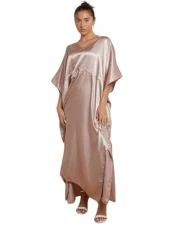 ® Women’s Kaftan Tunic Kimono Sleeve Long Maxi Party Dress - Ladies Stain Caftans Loungewear Nightwear Gown (Beige, 8-22)