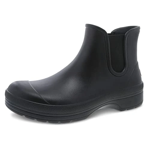 Women's Karmel Rain Boot - comfort, arch support, pull on waterproof boot, Black, 7.5-8