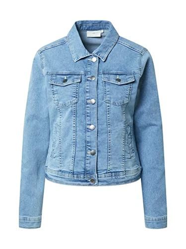 Women's KAvicky Jeans Jacket Women Casual jacket Long sleeve Regular fit KAvicky Jeans Jacket, Light Blue Washed Denim,