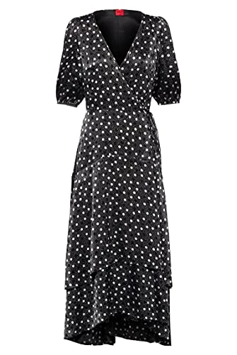 Womens Kesika Puff-Sleeve wrap Dress with Polka-dot Print
