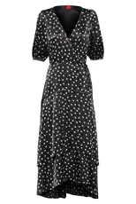 Womens Kesika Puff-Sleeve wrap Dress with Polka-dot Print