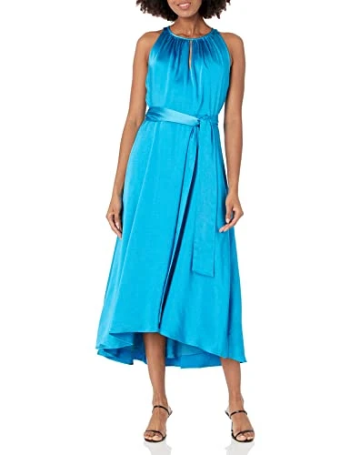 Women's Keyhole Halter Midi with High-Low Hem