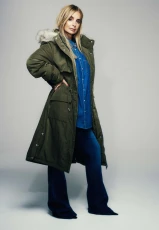 Womens Khaki Mid Length Parka Coat Womens Khaki Mid Length Parka Coat