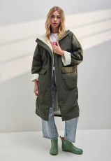 Womens Khaki Plain Fleece Lined Changing Coat Womens Khaki Plain Fleece Lined Changing Coat