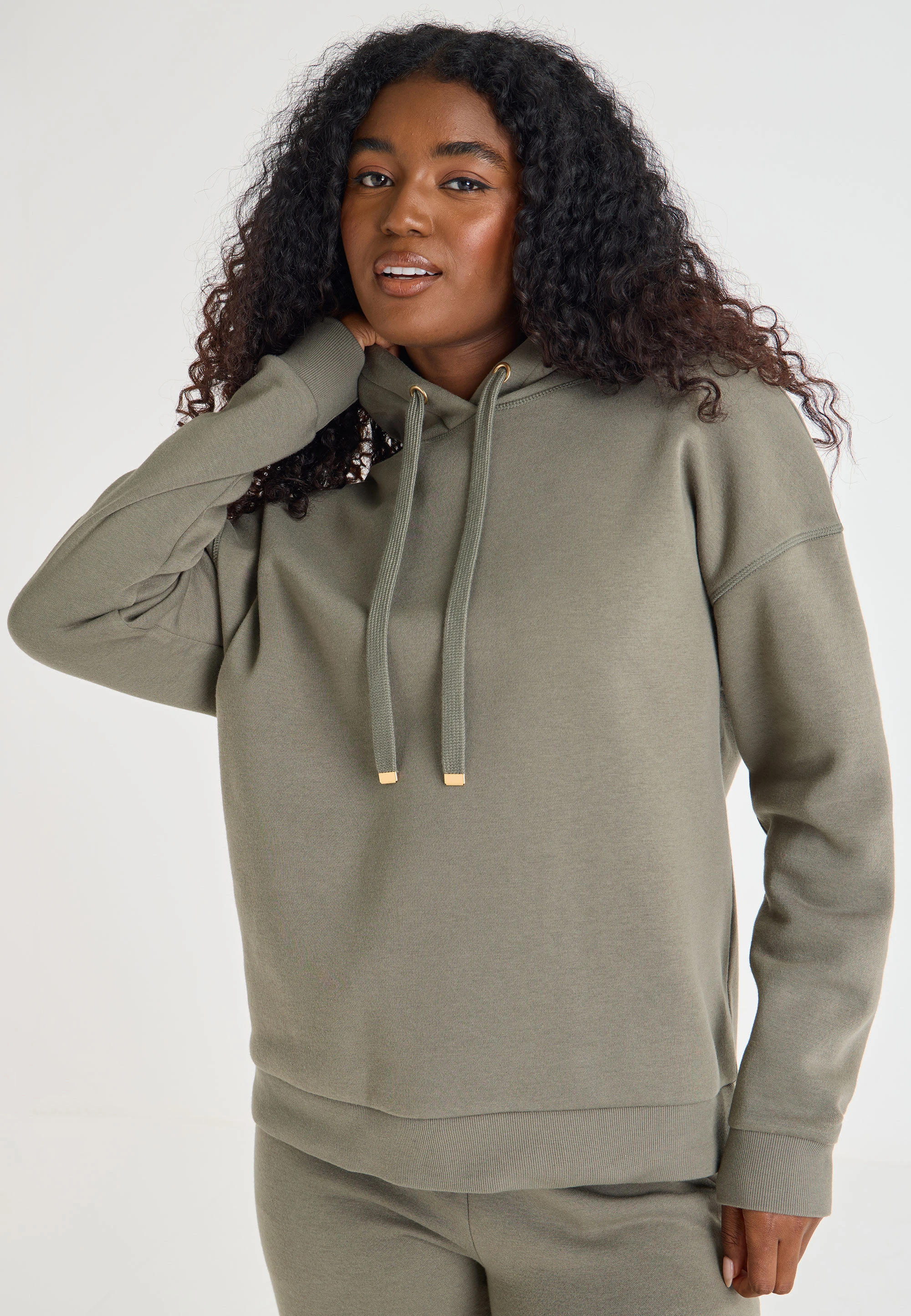 Womens Khaki Plain Sweatshirt Hoodie