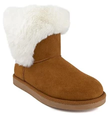 Women's Kiyana Slip On Winter Boots Warm Winter Booties, Cognac Micro, 8 UK