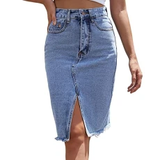 Women's Knee Length Denim Skirt Ladies Pencil Jeans Skirt Slit Wrap Gip Skirts Washed Blue Midi Skirt Solid Colour Denim Skirt Short Summer Skirts for Women UK Lightweight Size Xs-L Women's Knee Length Denim Skirt Ladies Pencil Jeans Skirt Slit Wrap Gip Skirts Washed Blue Midi Skirt Solid Colour Denim Skirt Short Summer Skirts for Women UK Lightweight Size Xs-L