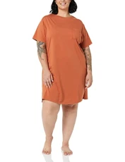 Women's Knit Jersey Sleep Tee Nightdress (Available in Plus Size), Terracotta, S Women's Knit Jersey Sleep Tee Nightdress (Available in Plus Size), Terracotta, S