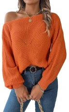 Women's Knitted Jumper Pullover Sweater Batwing Mock Neck Long Sleeve Off Shoulder Oversized Winter Fall Solid Tops, Orange, L Women's Knitted Jumper Pullover Sweater Batwing Mock Neck Long Sleeve Off Shoulder Oversized Winter Fall Solid Tops, Orange, L