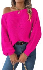 Women's Knitted Jumper Pullover Sweater Batwing Mock Neck Long Sleeve Off Shoulder Oversized Winter Fall Solid Tops, Pink, L Women's Knitted Jumper Pullover Sweater Batwing Mock Neck Long Sleeve Off Shoulder Oversized Winter Fall Solid Tops, Pink, L