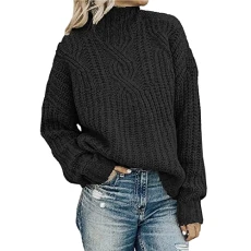 Women's Knitted Jumper Winter Jumper Knitted Tops Knitted Jumper Turtleneck Women's Jumper Long Sleeve Knitted Sweater Long Sleeve Shirt Casual Tops Knitted Oversize Chunky Knit Jumper Stretch