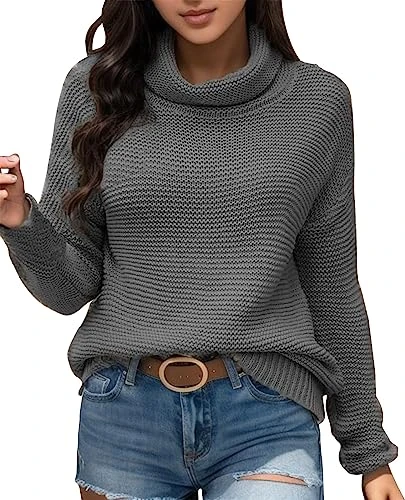 Women's Knitted Jumper Winter Jumper Knitted Tops Knitted Jumper Turtleneck Women's Jumper Long Sleeve Knitted Sweater Tops Knitted Oversize Chunky Knit Jumper Stretch Long Sleeve Shirt Casual