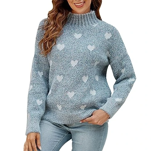 Women's Knitted Jumper Winter Jumper Knitted Tops Knitted Sweater Knitted Jumper Turtleneck Pullover Fine Knit Long Sleeve Casual Tops Knitted Oversize Women's Jumper Long Sleeve Chunky Knit Jumper