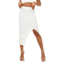 Womens Knitted Midi Skirt Vintage White XXS Womens Knitted Midi Skirt Vintage White XXS