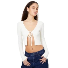 Womens Knitted Tie Front Cardi Vintage White XS Womens Knitted Tie Front Cardi Vintage White XS