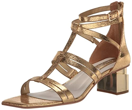 Women's Korie Strappy Heeled Sandal, Gold Metallic, 9.5