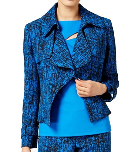 Women's La Sena Short Trench Jacket, Bizet Blue/Black, 6