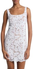 Women's Lace Square Neck Mini Dress Casual, White, 4