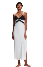Women's Lace Trim Maxi Negligee Ivory S