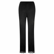Womens Lace Trim Pyjama Trousers Black 8 (XS)