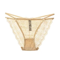 Women's Lace Underwear Briefs Panties Low Waist Nude L Women's Lace Underwear Briefs Panties Low Waist Nude L