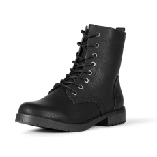 Women's Lace-Up Combat Boot, Black, 3.5 UK