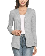 Women's Ladies Basic Long Sleeve Button Top Knitted Cardigan Casual Sweater Outwear Gray XXL Women's Ladies Basic Long Sleeve Button Top Knitted Cardigan Casual Sweater Outwear Gray XXL