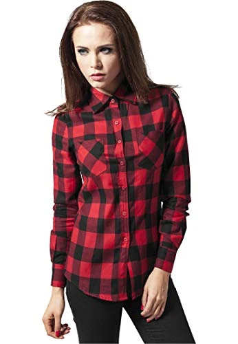 Women's Ladies Checked Flanell Shirt, Mehrfarbig (blk/red 44), 36 Inches (manufacturer Size: S)