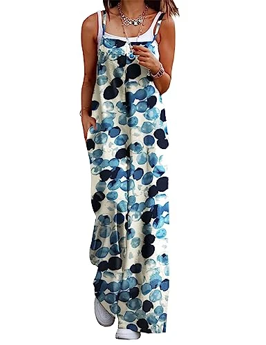 Women's Ladies Dungarees Summer Boho Floral Printed Overalls Cotton Baggy Jumpsuits with Pockets M PZZCR 74 UK