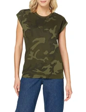 Women's Ladies Extended Shoulder Camo Tee T Shirt, Olive (Olive Camo), S UK Women's Ladies Extended Shoulder Camo Tee T Shirt, Olive (Olive Camo), S UK