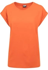 Women's Ladies Extended Shoulder Tee T hirt, Rust Orange, M